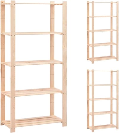 Opbergrekken Grenenhout - Opslagmeubel - Thuis en Garage - Zware Belasting - 80x38x170cm - Natuurlijk