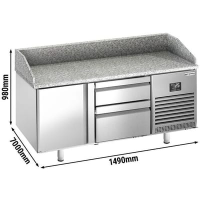 GGM Gastro Pizzakühltisch Premium PLUS - 1490x700mm - mit 1 Tür & 2 Schubladen
