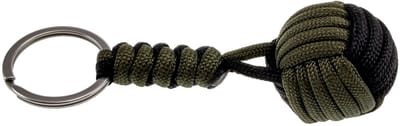 Paracord Sleutelhanger Monkey Fist Groen Zwart, RVS Unisex - Handgemaakt door esde2