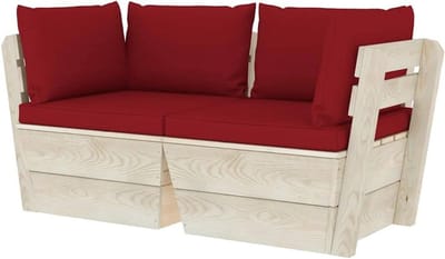 Palletbank 2-zits - Houten loungebank - Buiten ontspannen - Geïmpregneerd sparrenhout - 60x60x65 cm - Wijnrood