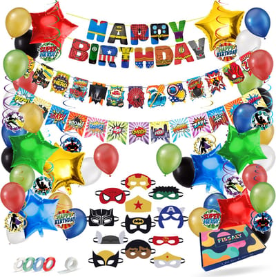 Fissaly 70 Stuks Superhelden Feest Versiering – Kinderfeestje Decoratie – Superheroes Themafeest Verjaardag - Feestje