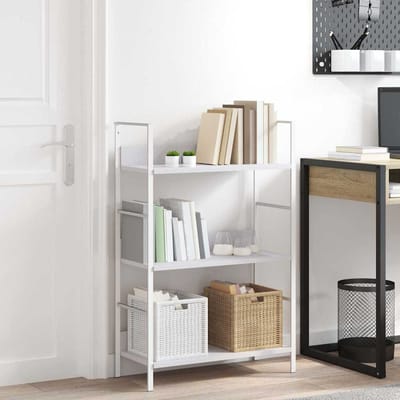 vidaXL - Boekenkast - met - 3 - schappen - 60x27,6x90,5 - cm - bewerkt - hout - wit