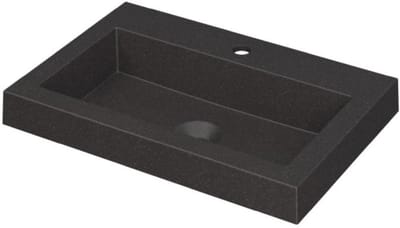 INK Dock Wastafel Quartz met 1 Kraangat - 600x400x60 mm - Quartz Zwart