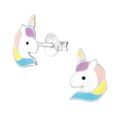 Aramat Jewels | Oorbellen | Unieke Zilveren Unicorn Oorbellen - Cadeautje Meisje | | | |10mm | Zilver | Kinderen | Verkleurd niet