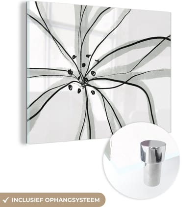 MuchoWow® Glasschilderij 120x90 cm - Schilderij acrylglas - Bloemen - Abstract - Design - Foto op glas - Schilderijen
