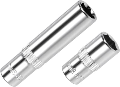 6-Punts Steeksleutel 1/4 Inch Aandrijving 8mm Diep, Chroom Geplateerd CR-V, Voor Ratelsleutels en Elektrische Sleutels - Ideaal voor Klussen en Onderhoud