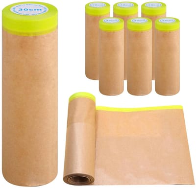 6x Afdekfolie met Kreukelmaskeertape 30cm x 15m - Afdekpapier voor Schilderen en Klussen