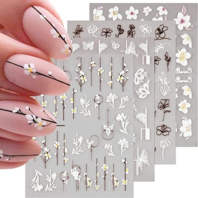 Dailygoods- Nagelstickers 3D - Nagelbloemen - Zelfklevend - DIY Nail Art - Decoratie - Set van 4 Vellen
