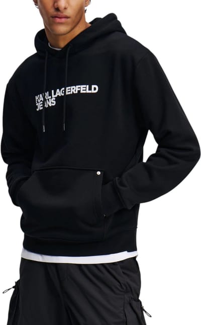 Printed Sweatshirt with Front Pockets - Black