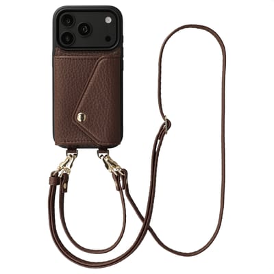 Selencia Sera Telefoonhoes met Koord en Envelop Pashouder voor de Apple iPhone 18 Pro Max / 17 Pro Max - Chocolate Brown