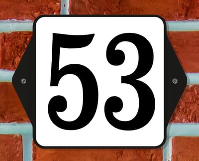 Huisnummerbord Klassiek - Nummer 53 - 14 x 11 cm - incl. bevestiging | - naambord - nummerbord - voordeur
