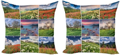 ABAKUHAUS Zomer Kussenhoes Set – 2x 40x40 cm – Dubbeldruk – Multicolor