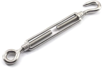 RVS Turnbuckle met Haak en Oog voor Touwspanning, M10, Verstelbare Spanning voor Tuin en Constructie