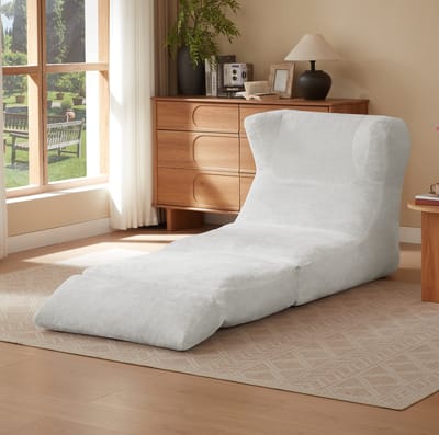MIVRAY Fauteuil 90 cm - Verstelbaar Naar Ligstoel - Voor Woonkamer En Slaapkamer - Chenille - Wit