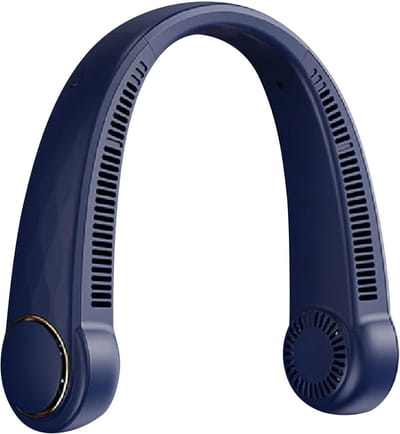 Draagbare nekventilator, 360° verstelbare ventilator zonder bladen met 4000mAh batterij, draagbare ventilator voor kantoor, thuis, op reis, buiten, 3 snelheden (A)