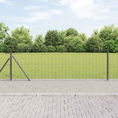 vidaXL - Euro-hek - met - betonnen - voetstuk - 10 - x - 0,4 - m - PVC-Coated - Staal - Mesh
