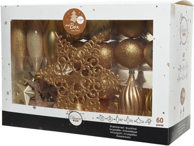 Kerstballenset kunststof 60 stuks goud