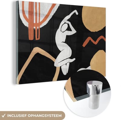 MuchoWow® Glasschilderij 60x40 cm - Schilderij acrylglas - Vrouw - Figuur - Kunst - Foto op glas - Schilderijen