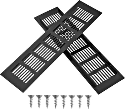 Ventilatieroosters - Luchtgaten - Kast Ventilatie - Roestwerend Oppervlak - 80 x 300 mm - Zwart