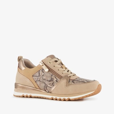 Nova dames sneakers met slangenprint beige goud - Maat 37 - Uitneembare zool