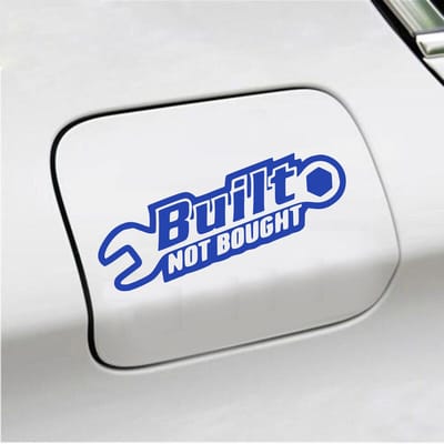 Bumpersticker - Built Not Bought - 8 X 20 - Blauw