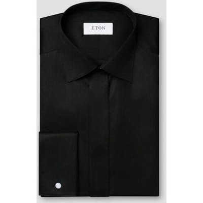 Eton Overhemd Signature Twill Uni French Cuff Hidden Button Placket Zwart / male