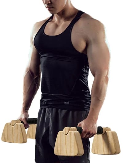 Houten Push Up Bars – Pull Up Stand Handgrepen van Beukenhout – Calisthenics Parallettes voor Thuisgebruik, Fitness, Krachttraining en Vloeroefeningen