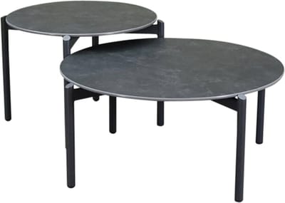 Tucson salontafels 87 cm rond en 67 cm rond keramiek antraciet