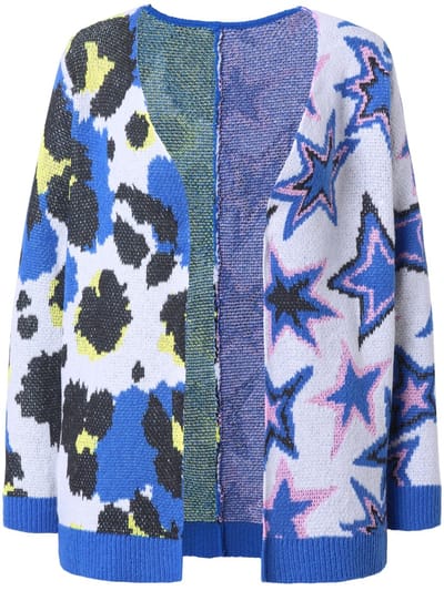 Angel of Style - Dames - Vest straight fit gemengd patroon open model - Blauw - Maat 42+