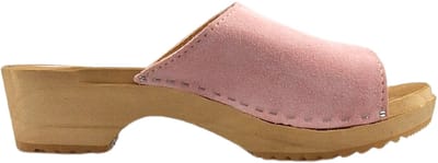 Houten sandalen met suede leren upper - Pastel Pink - Maat 37