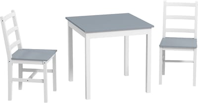 HOMCOM-Essgruppe-Kiefernholz-75L x 75B x 73H cm-Grau