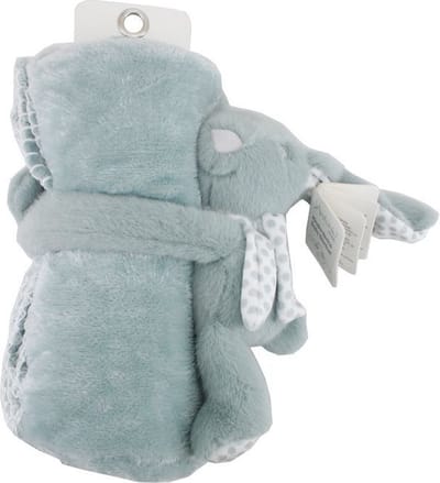 Knuffelzacht babydekentje - deken baby en peuter 100 x75 cm – Kraamcadeau - Zacht dekentje met schattig konijntje – Teddy deken - Grijs groen - Baby geschenkset