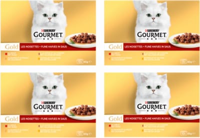 4x Gourmet Gold - Fijne Hapjes Multipack - Kattenvoer - 12x85g