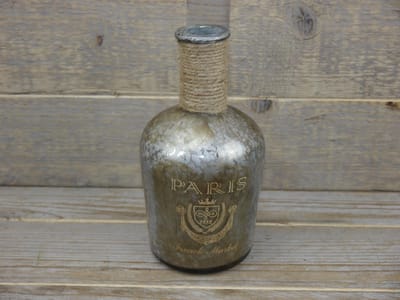 SENSE Decoratieve fles vaas met opdruk - Vintage stijl vaas - Vaas zilver antiek