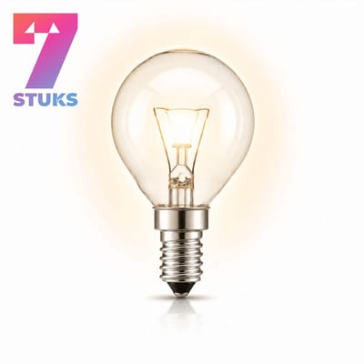 7x Kogel Gloeilamp E14 - 25W - Warm Wit Licht (2700K) - 180 lm - 1 jaar - Dimbaar