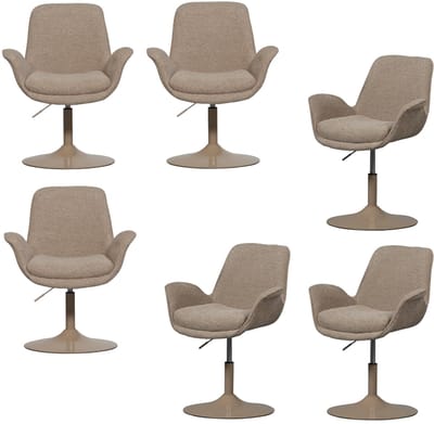 WOOOD Marten Eetkamerstoelen - Polyester - Zand - Set van 6