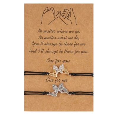 Akyol - Vriendschapsarmband -Vriendschaps armband -VRIENDINNEN ARMBAND -pinky promise armband vlinder armband - vriendinnen armband -armband voor vriendinnen - armband cadeau - armband gift - met vlinder hangertje - Paarse Armband 30 cm- best friends