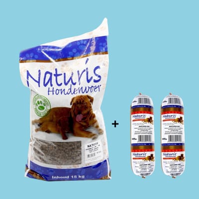 Naturis Geperste High-Energy Zalm Hondenbrokken & Houdbare Zalm Worsten