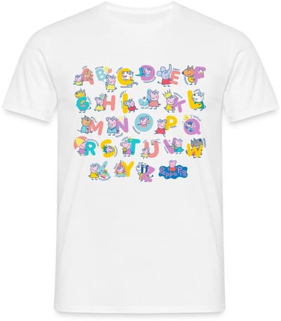Peppa Pig Ontwerp Alfabet Met Peppa T-Shirt Heren