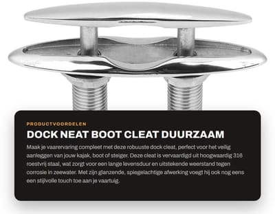 Dailygoods- Dock Cleat 6" - Roestvrij Staal - Hoogglans Gepolijst - Geschikt voor Kayak/Boot/Dock - Schokbestendig - Duurzaam - Bootbevestiging