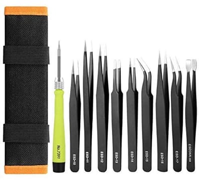 10-delige precisie antistatische pincettenset - roestvrij staal, niet-magnetisch, ideaal voor laboratorium, sieraden en schoonheid