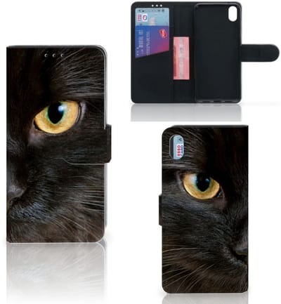 Xiaomi Redmi 7A Telefoonhoesje met Pasjes Zwarte Kat