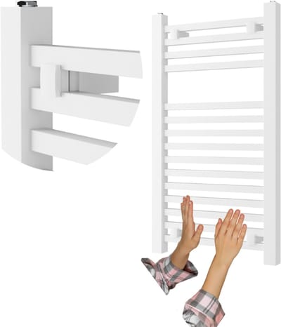 Granitan Handdoekradiator Bergen - 80x45cm - Wit - Ladderdesign - Badkamer Verwarming - CV Radiator