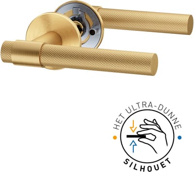 ROSA Super Slim Deurbeslag - Mat Gouden Deurklink met alleen krukrozet - Zonder sleutelrozet - Deurgrepen voor kamerdeuren - Binnendeur - Roestvrij staal - PVD Mat Goud