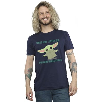 Star Wars Heren The Mandalorian Grogu luistert niet T-Shirt (Marineblauw)