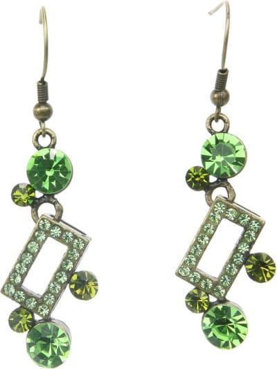 Behave - Oorhangers geometrisch met groene kristalsteentjes - elegant en tijdloos