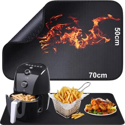Hittebestendige Vuurvaste Siliconen Mat – Bakmat - Antislip Glasvezelmat 50x70 cm – Beschermmat voor Friteuse, Airfryer, Oven & Koffiezetapparaat - Inductie Beschermer - Hittemat - BBQ Mat