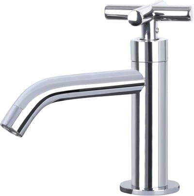 Differnz Wastafelkraan Gebogen met Kruisgreep – Kraan Koud Water – Toiletkraan – Chroom