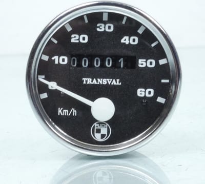 Compteur Transval 60Km/h Ø60mm pour mobylette Puch 50 Neuf