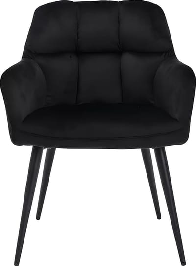 Vente-unique Set van 2 stoelen PEGA - Met armleuningen - Velours en metaal - Zwart - Van Pascal Morabito